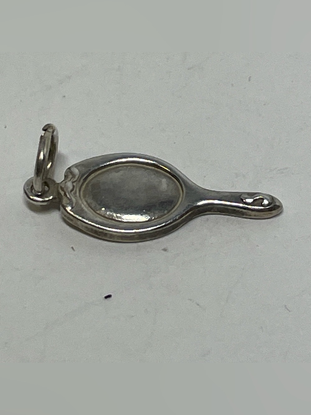 925 Sterling Silver Vintage Victorian Hand Mirror Charm Pendant Signed 1.45g